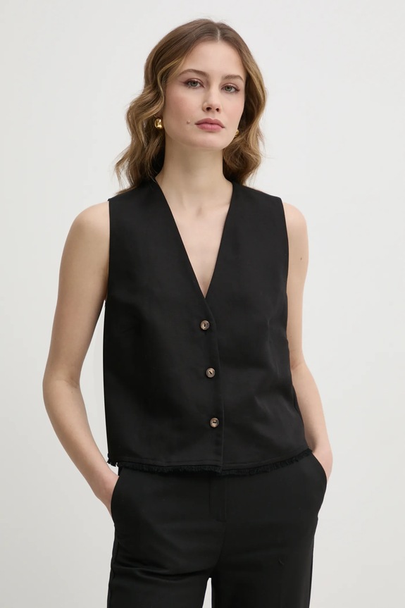 Ivy Oak vestă de in necaptusit negru IO112358