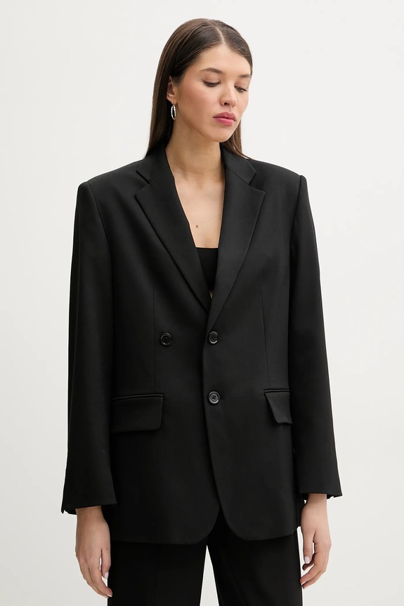 Μπλέιζερ με μίγμα μαλλιού MM6 Maison Margiela μαύρο S52BN0136.M35153