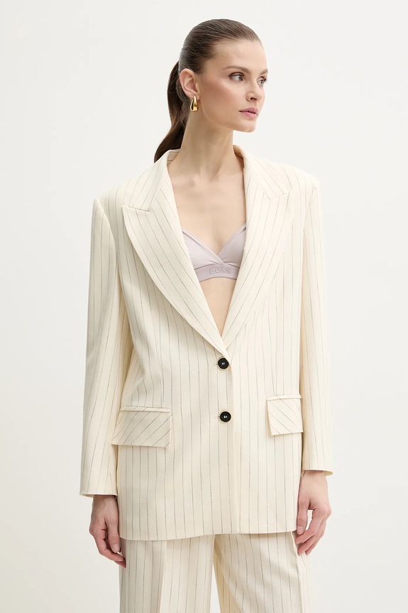 Σακάκι Simona Corsellini ύφασμα μπεζ P25CPGI009