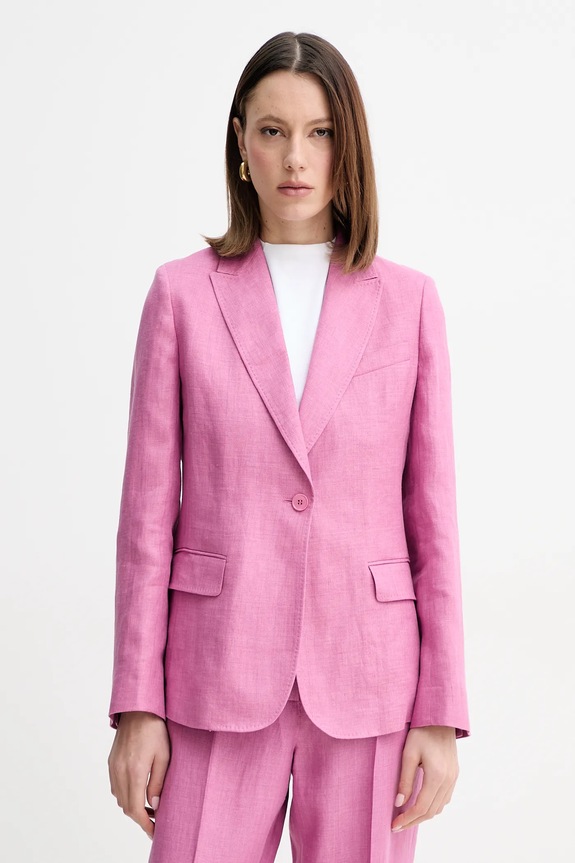 Weekend Max Mara marynarka lniana tkanina różowy 2515041012600