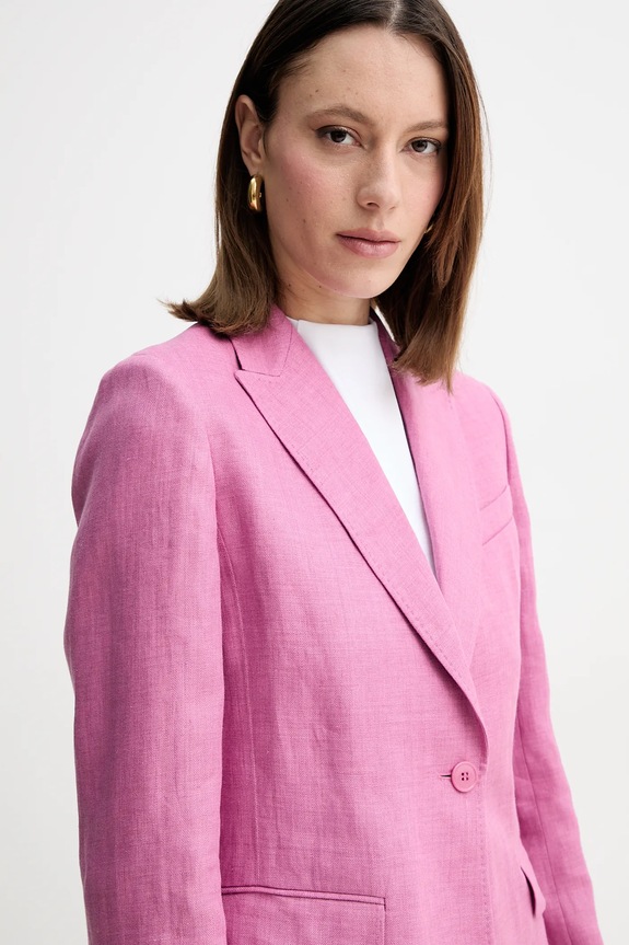 Weekend Max Mara marynarka lniana różowy 2515041012600