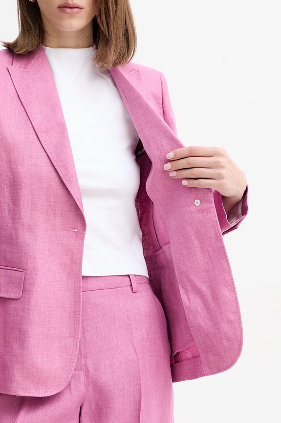 Weekend Max Mara marynarka lniana 2515041012600 różowy