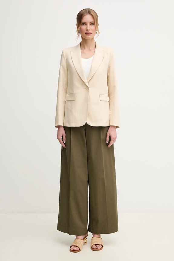 Weekend Max Mara marynarka z domieszką lnu 2515041062600 beżowy SS25