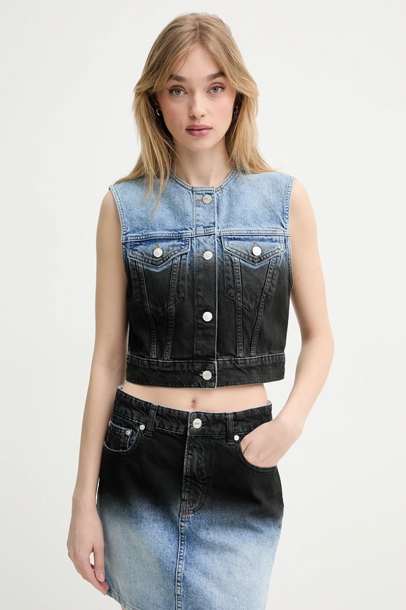 Moschino Jeans kamizelka jeansowa tkanina niebieski 1002.3719