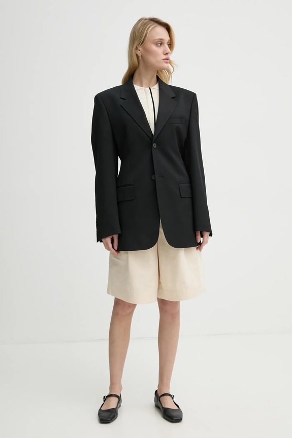 Filippa K blazer con aggiunta di lana 31533.FK nero SS25
