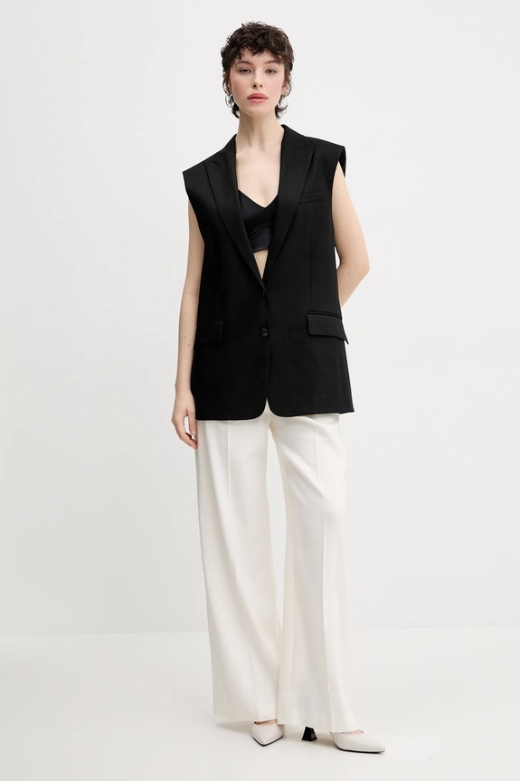 HUGO kamizelka lniana 50537621 czarny SS25