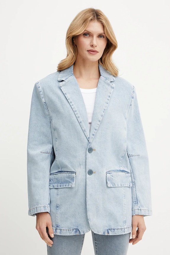 Liu Jo pamut blézer szövet kék UA5210.D4854