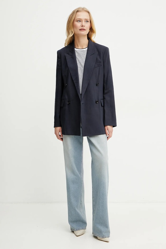 Laneni sako BOSS 50537956 mornarsko plava SS25