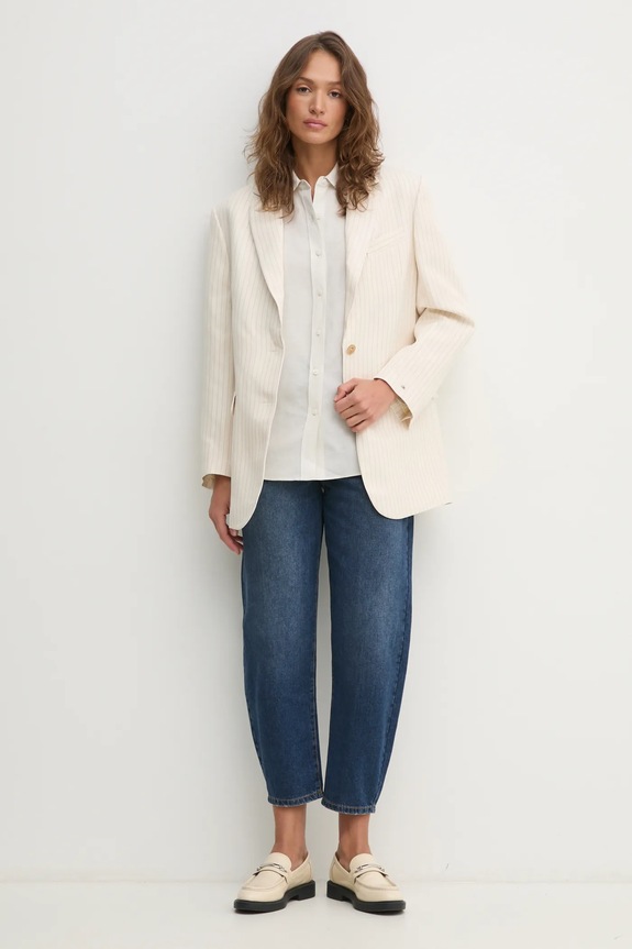 Tommy Hilfiger giacca in lino misto WW0WW46167 beige SS25