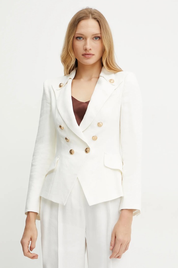 Elisabetta Franchi giacca in lino tessuto beige GI16252E2