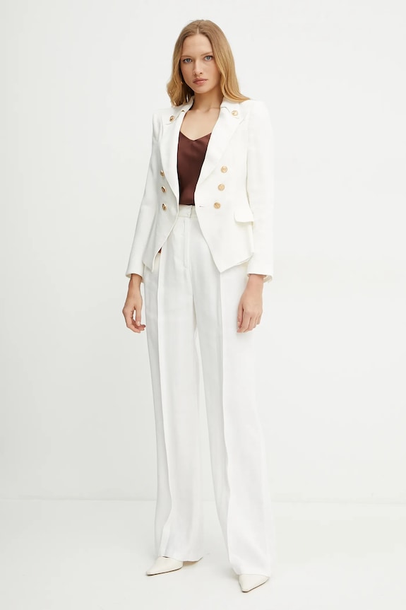 Elisabetta Franchi giacca in lino GI16252E2 beige SS25