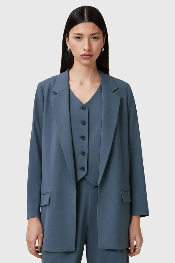AllSaints marynarka damska z wiskozą ALEIDA tkanina niebieski W003QC