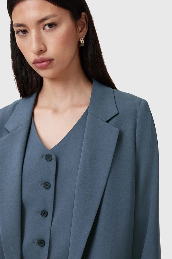 AllSaints marynarka damska z wiskozą ALEIDA W003QC niebieski SS25
