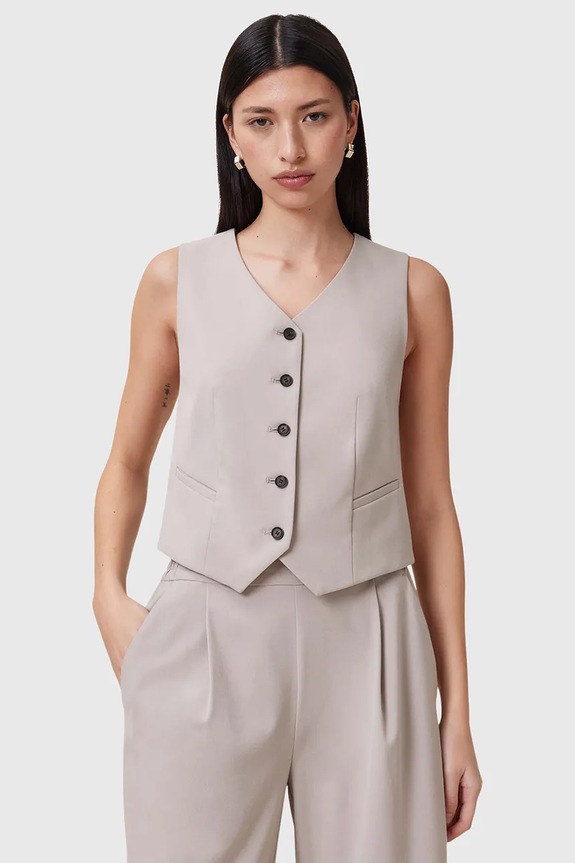 AllSaints kamizelka ALEIDA tkanina beżowy W005QC