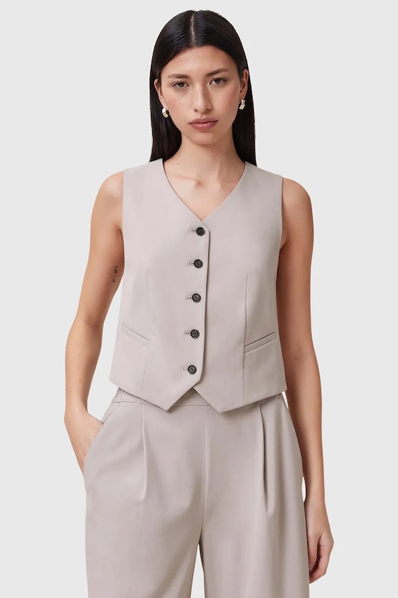 AllSaints kamizelka ALEIDA tkanina beżowy W005QC