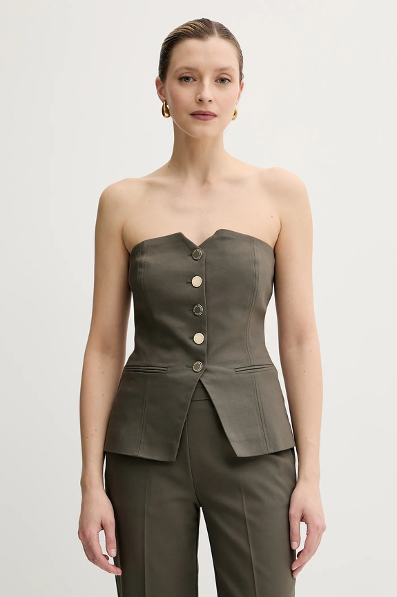 Morgan μπλούζα με ανοιχτούς ώμους γυναικεία με βαμβάκι CLODI.F slim πράσινο CLODI.F