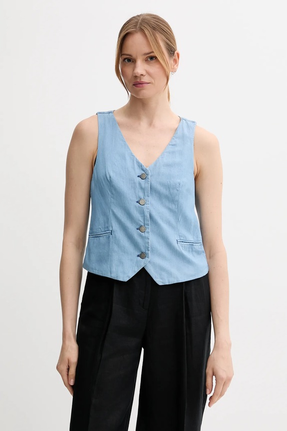 United Colors of Benetton pamut mellény szövet kék 2DHJDJ010