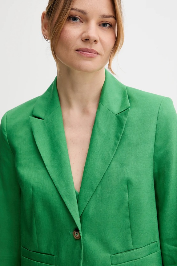 United Colors of Benetton giacca in lino verde 2AGHDW037