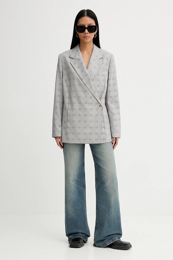Kenzo geacă de lână FF52VE2589JW.93 gri SS25