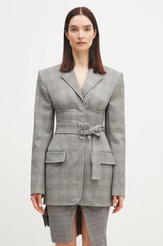 Sportmax marynarka wełniana Emy z podszewką szary 2512041051600