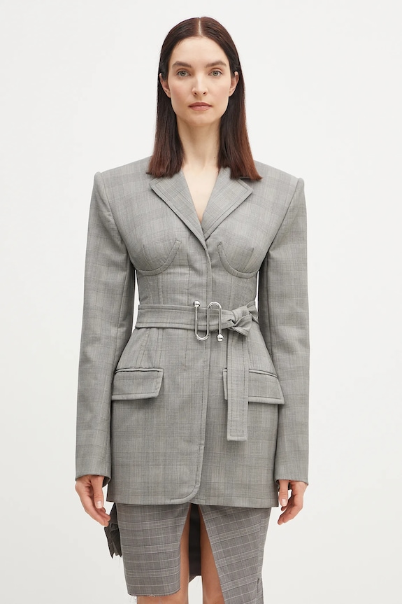 Sportmax marynarka wełniana Emy z podszewką szary 2512041051600