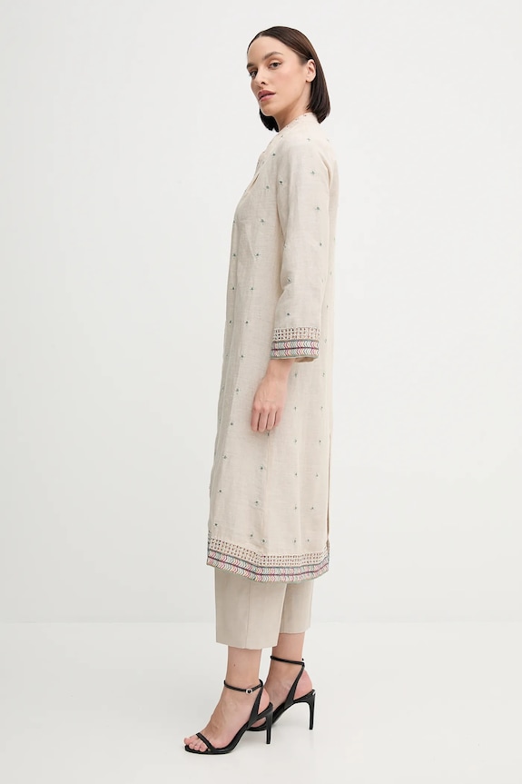 Hoss Intropia copriletto in lino 5479199 beige SS25