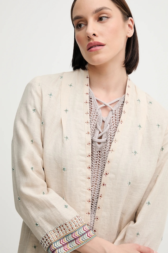 Hoss Intropia copriletto in lino beige 5479199