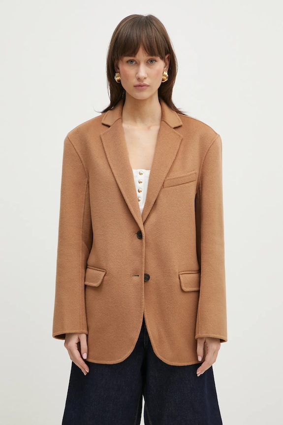 Вълнено сако Anine Bing Quinn Blazer едноредно закопчаване кафяв A.01.7073