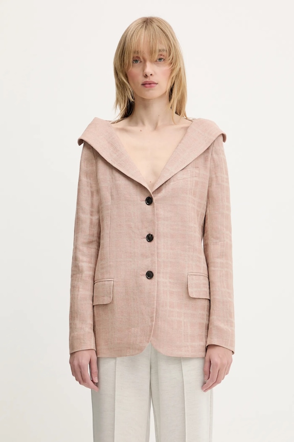 Our Legacy marynarka lniana Kaonashi Blazer z podszewką beżowy W2250KH