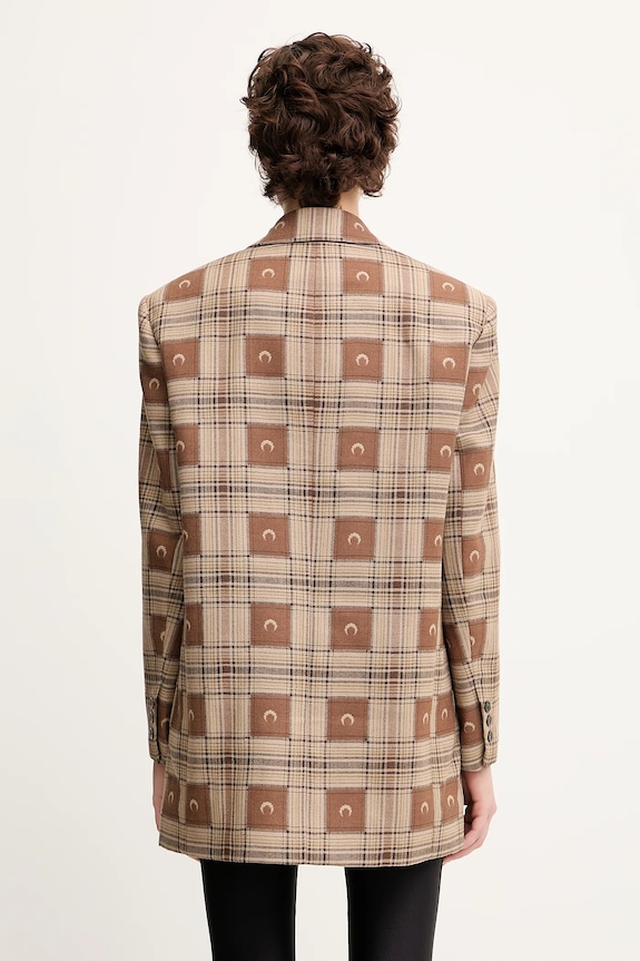 Oblečení Vlněné sako Marine Serre Moon Checks Jacquard Boxy UJA066A.CWOV0064 hnědá