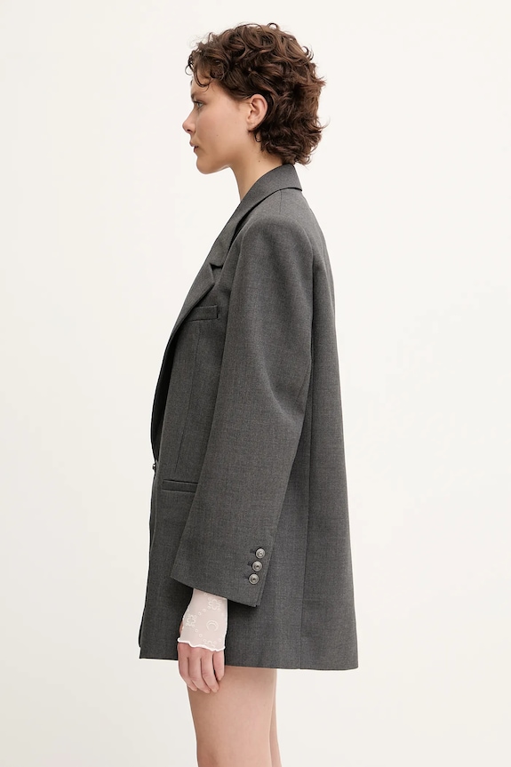 Marine Serre wool blend blazer Regenerated Tailoring Boxy UJA066A.DWOV0057 gray SS25