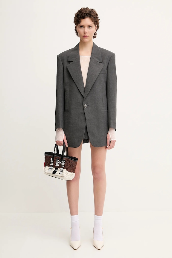 Marine Serre wool blend blazer Regenerated Tailoring Boxy UJA066A.DWOV0057