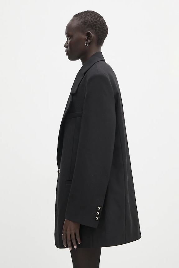 Μάλλινο σακάκι Marine Serre Virgin Wool Twill Boxy UJA066A.RWOV0001 μαύρο SS25