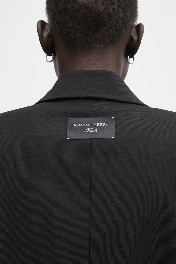 Μάλλινο σακάκι Marine Serre Virgin Wool Twill Boxy UJA066A.RWOV0001 μαύρο