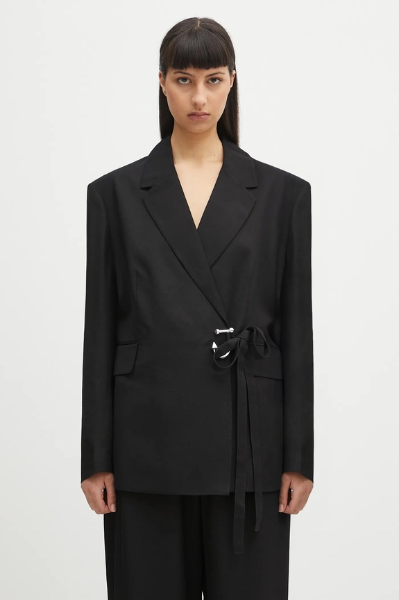 Sako s příměsí hedvábí JW Anderson Tailored Wrap jednořadý černá JK0369.PG1684.999