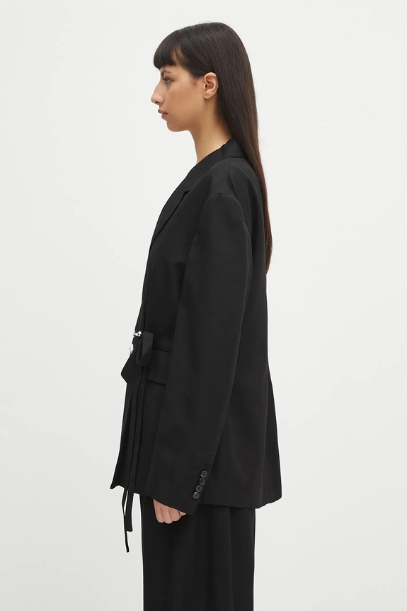 Sako s příměsí hedvábí JW Anderson Tailored Wrap JK0369.PG1684.999 černá SS25