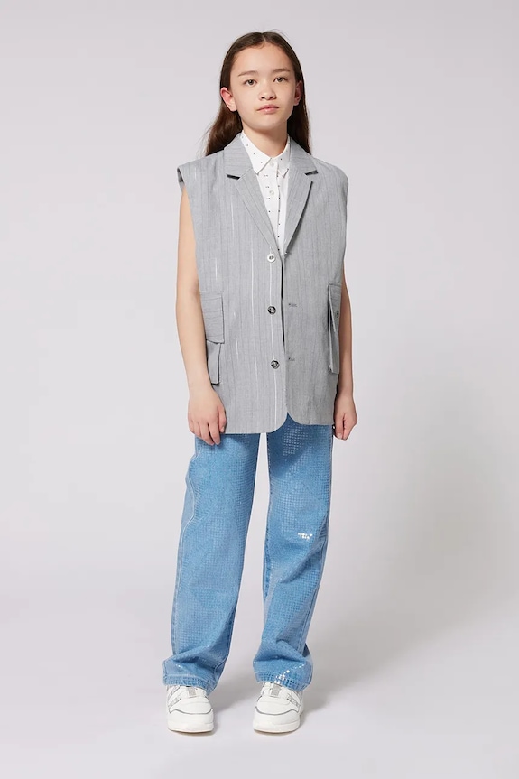 Detská vesta Dkny D62278.156.162 sivá