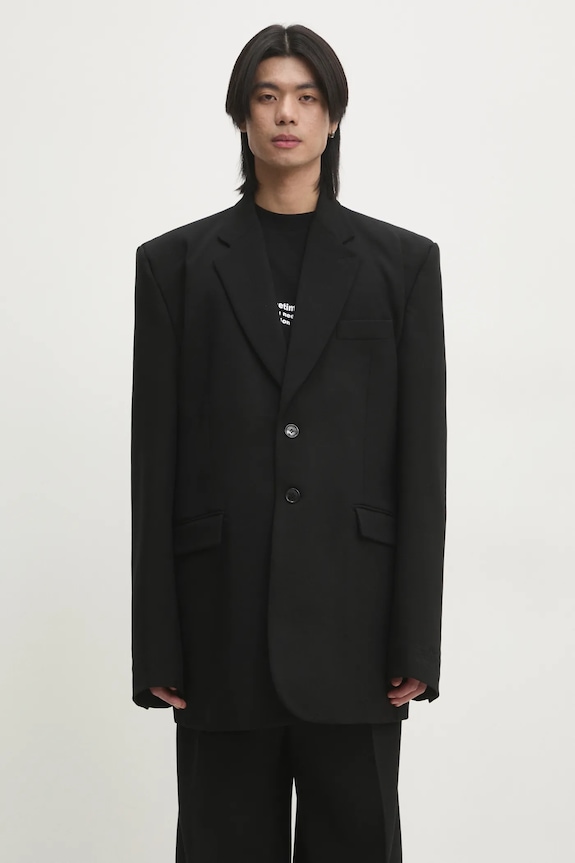 VETEMENTS giacca in lana Logo Embroidered Single Breasted lana nero UA66JA400B