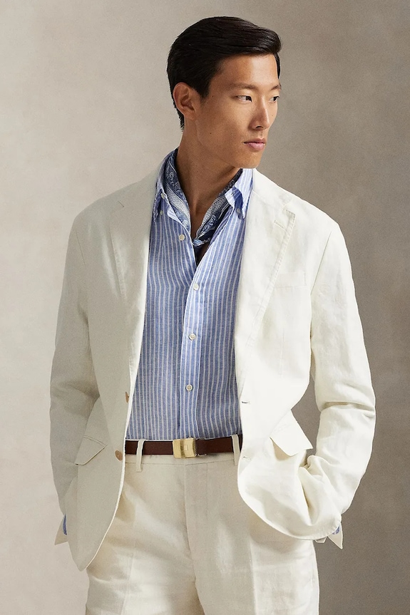 Polo Ralph Lauren giacca in lino Sportcoat biancheria beige 715927474