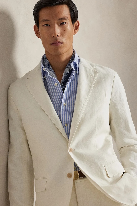 Polo Ralph Lauren giacca in lino Sportcoat beige 715927474