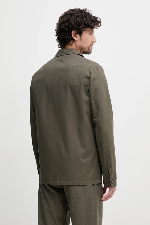 Одежда Хлопковый пиджак Barbour Bayview Herringbone Overshirt MOS0423 зелёный