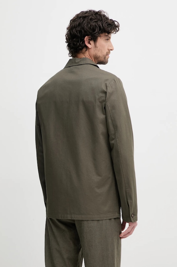 Одежда Хлопковый пиджак Barbour Bayview Herringbone Overshirt MOS0423 зелёный