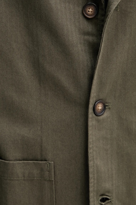Хлопковый пиджак Barbour Bayview Herringbone Overshirt MOS0423 зелёный