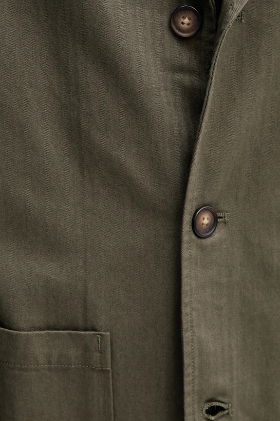 Хлопковый пиджак Barbour Bayview Herringbone Overshirt MOS0423 зелёный