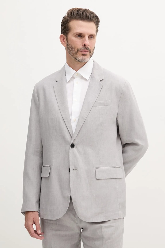 Plátěné sako Calvin Klein hladký šedá LV04LB447G