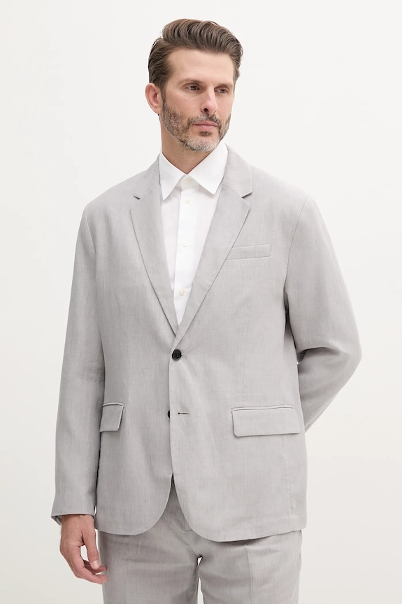 Plátěné sako Calvin Klein hladký šedá LV04LB447G
