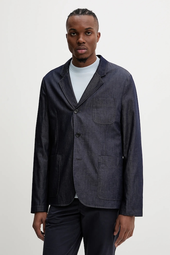 Βαμβακερό blazer PS Paul Smith κανονικό σκούρο μπλε M2R.2344.P22337