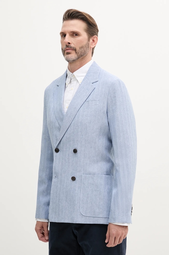 Tommy Hilfiger giacca in lino misto piccola impronta blu MW0MW38895