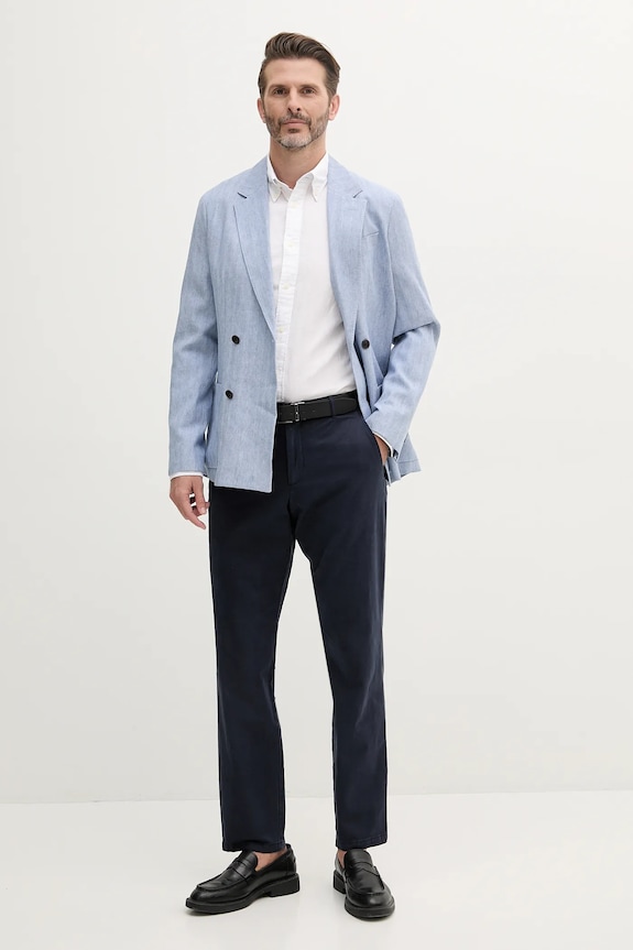 Tommy Hilfiger giacca in lino misto MW0MW38895 blu SS25
