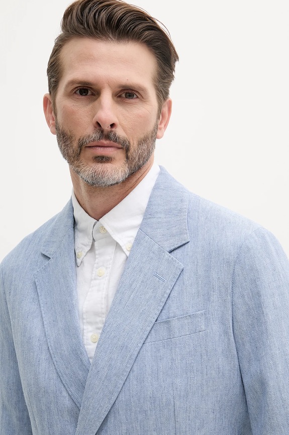 Tommy Hilfiger giacca in lino misto blu MW0MW38895